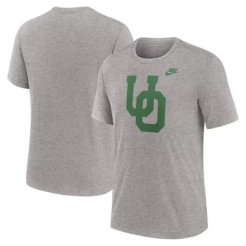 Mens Nike Heather Gray Oregon Ducks Blitz Evergreen Legacy Primary Tri-Blend T-Shirt Product Image