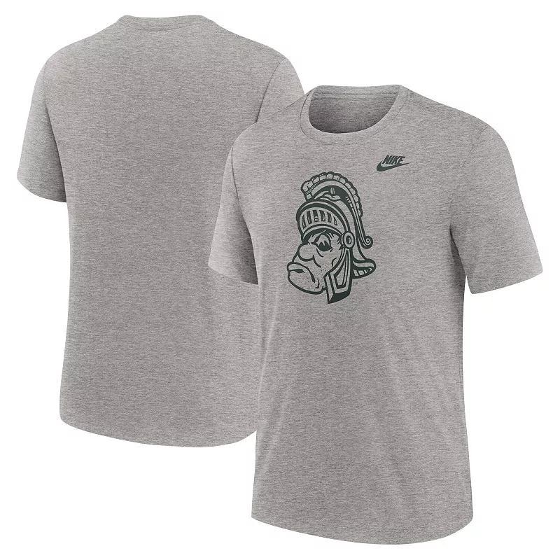 Mens Nike Heather Gray Michigan State Spartans Blitz Evergreen Legacy Primary Tri-Blend T-Shirt Product Image