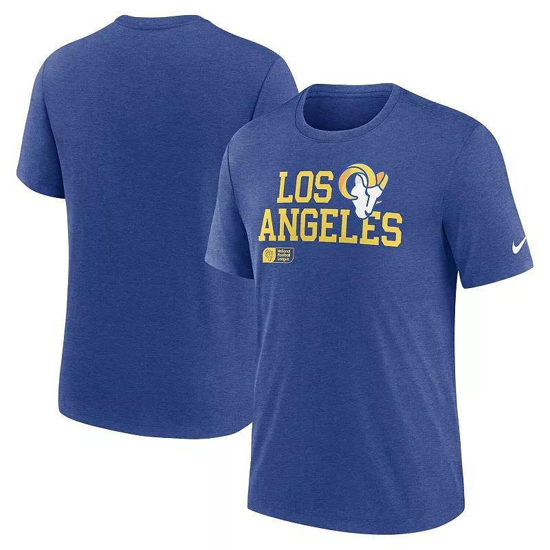 Mens Nike Royal Los Angeles Rams Overlap Lockup Tri-Blend T-Shirt Product Image