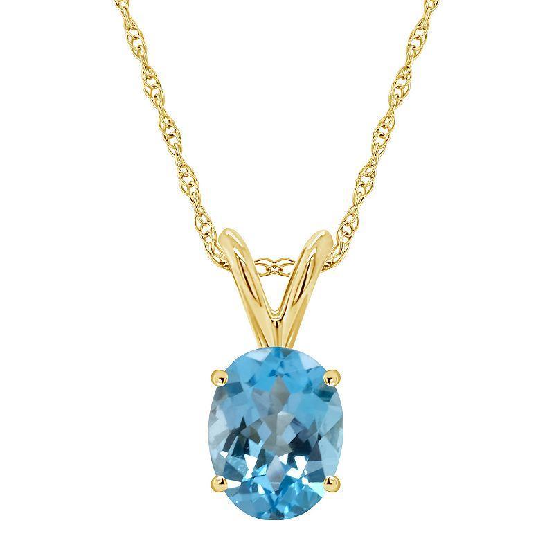 Celebration Gems 14k Gold Gemstone Pendant Necklace, Womens Blue Product Image