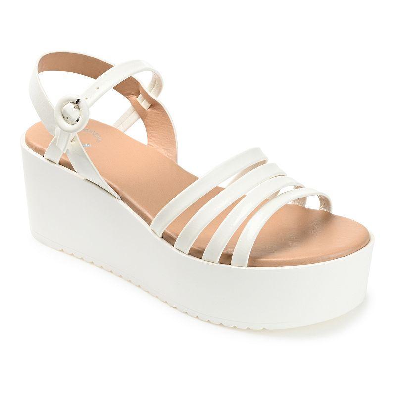 Journee Collection Miragge Tru Comfort Foam Womens Wedge Sandals White Product Image