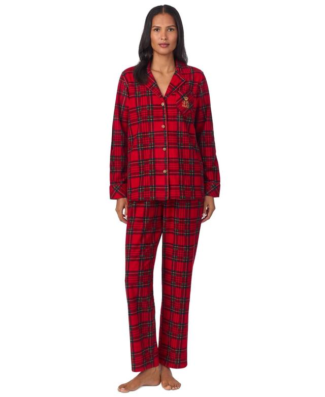 Lauren Ralph Lauren Womens Printed Notched-Collar Pajama Set Product Image