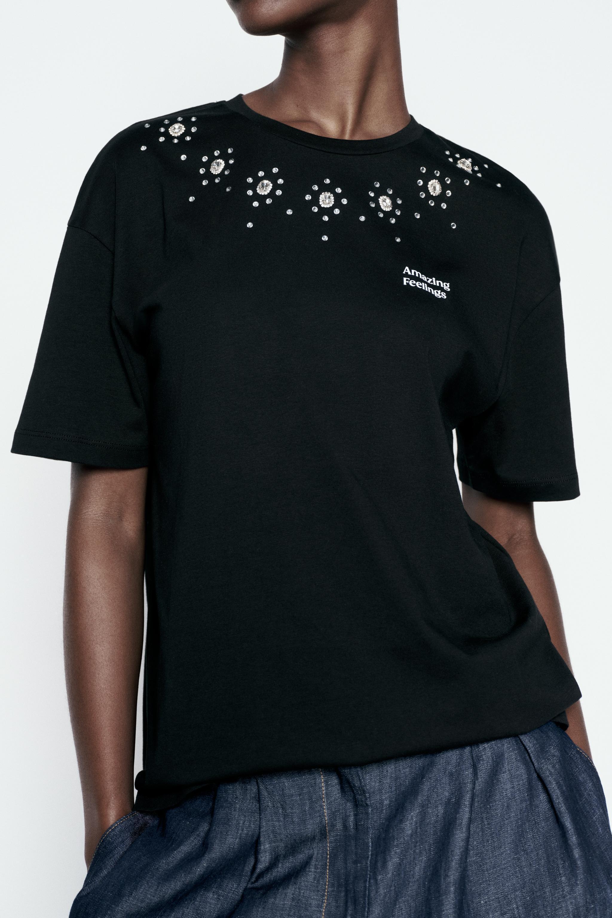 JEWELED TEXT T-SHIRT Product Image