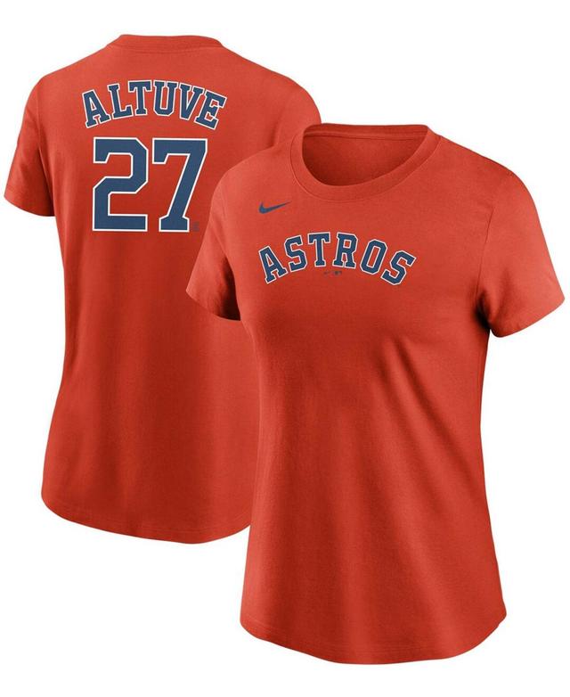 Womens Jose Altuve Orange Houston Astros Name and Number T-shirt Product Image