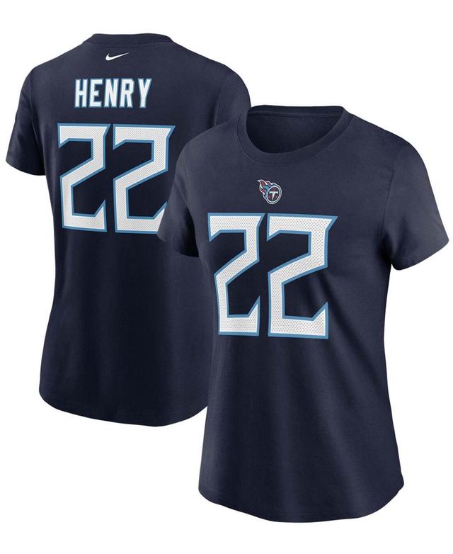 Womens Derrick Henry Navy Tennessee Titans Player Name Number T-shirt Product Image