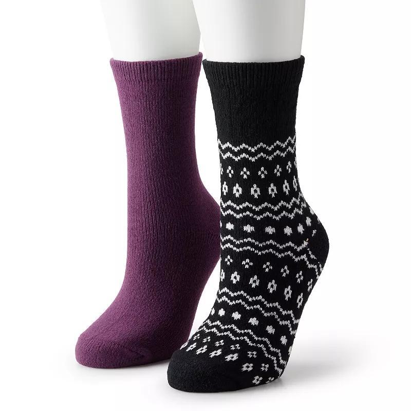 Womens Sonoma Goods For Life 2-pk. Cable Chevron Crew Socks Product Image