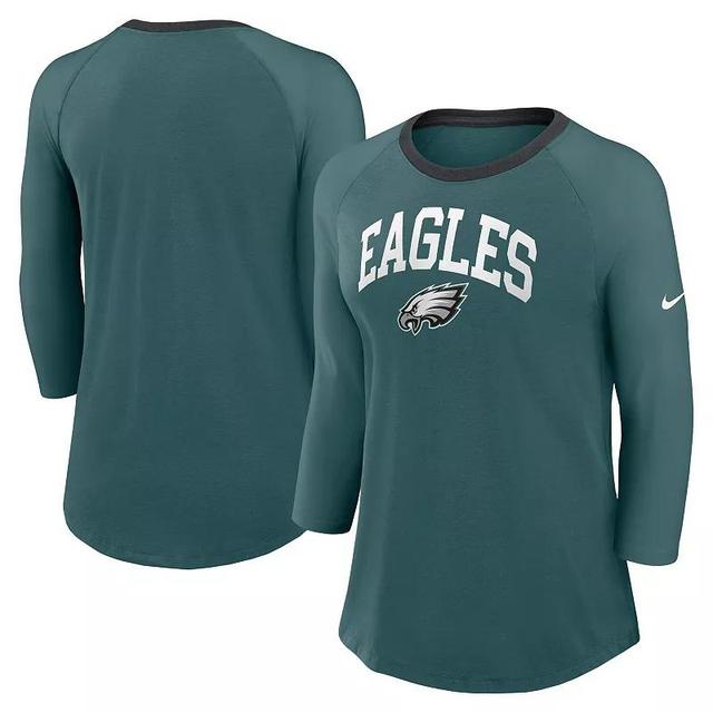 Womens Nike Midnight Philadelphia Eagles Raglan 3/4 Sleeve T-Shirt Product Image