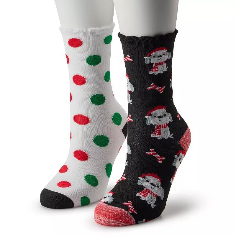 Womens 2-Pack Christmas Novelty Crew Socks Product Image