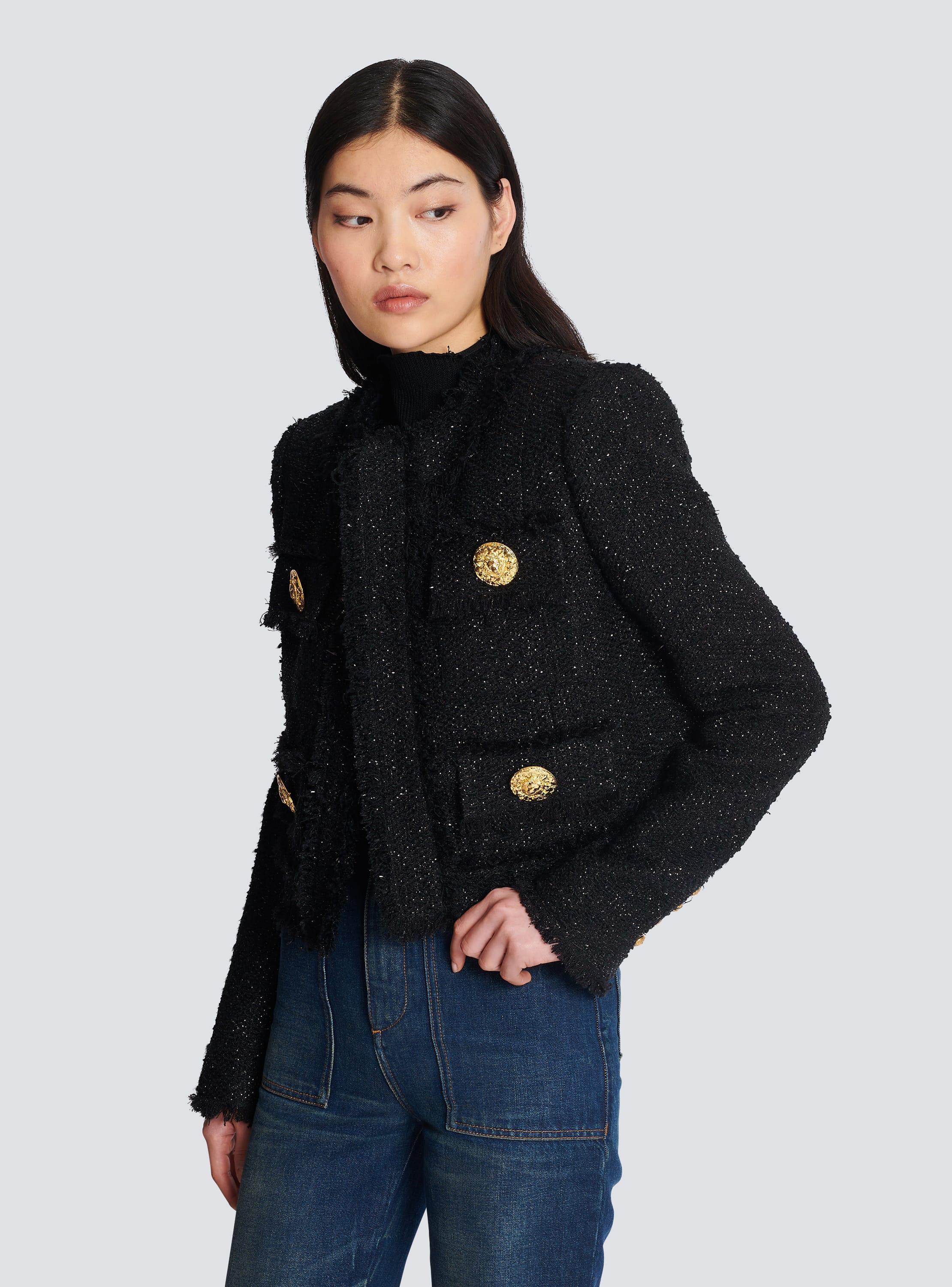 Cropped lurex tweed jacket Product Image