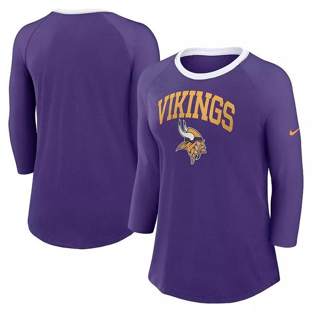 Womens Nike Minnesota Vikings Raglan 3/4 Sleeve T-Shirt Product Image