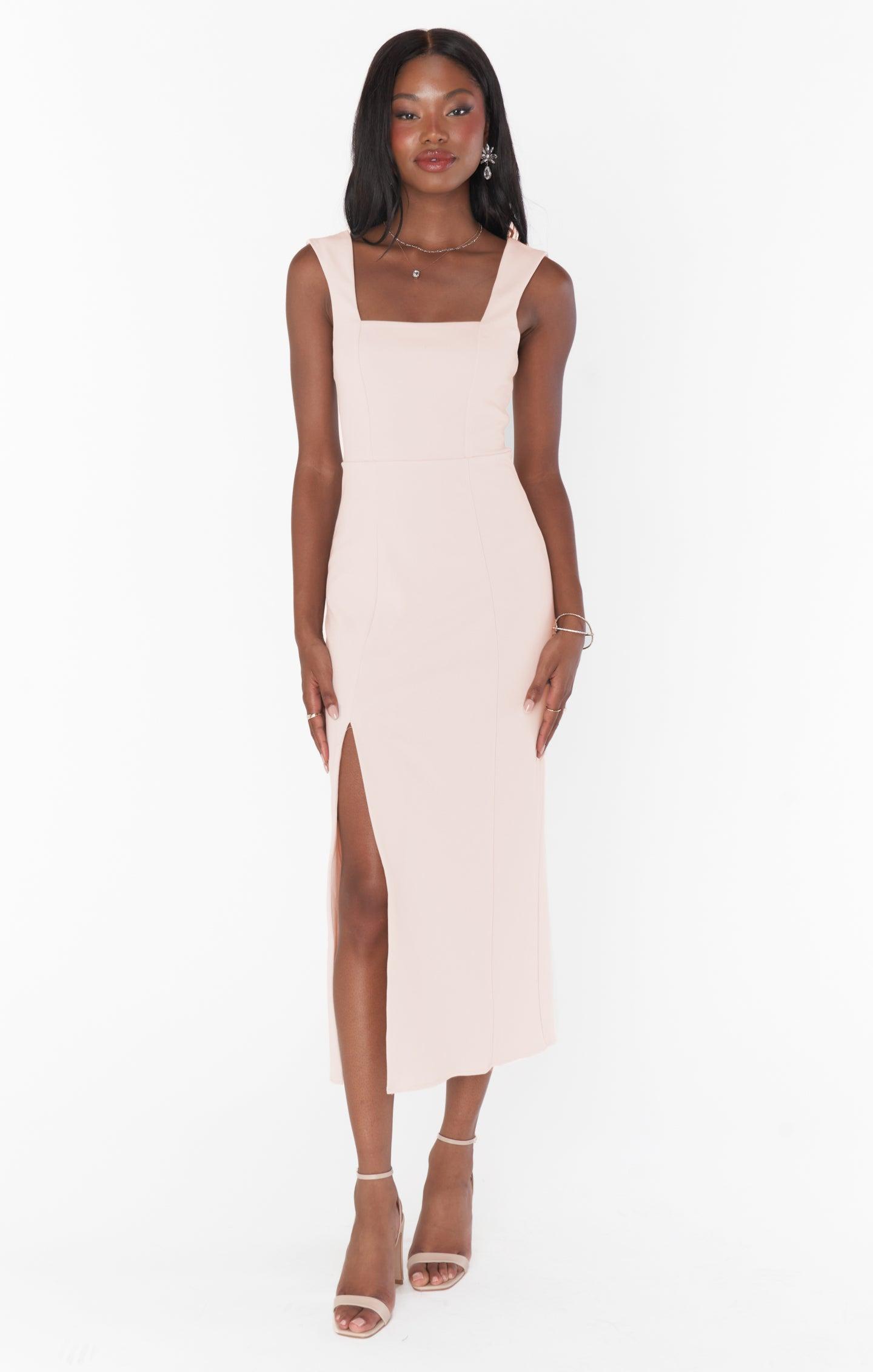 Eden Midi Dress ~ Dusty Blush Stretch Product Image