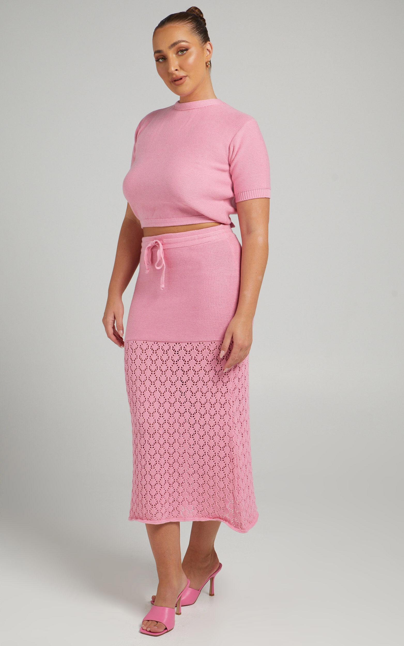 Rue Stiic - Paloma Knit Midi Skirt in Pink Product Image