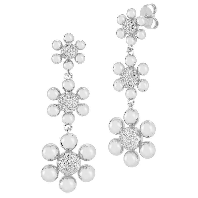 WINX 18k Gold Plated Cubic Zirconia Grad Flower Earrings, Womens, Silver Tone Product Image