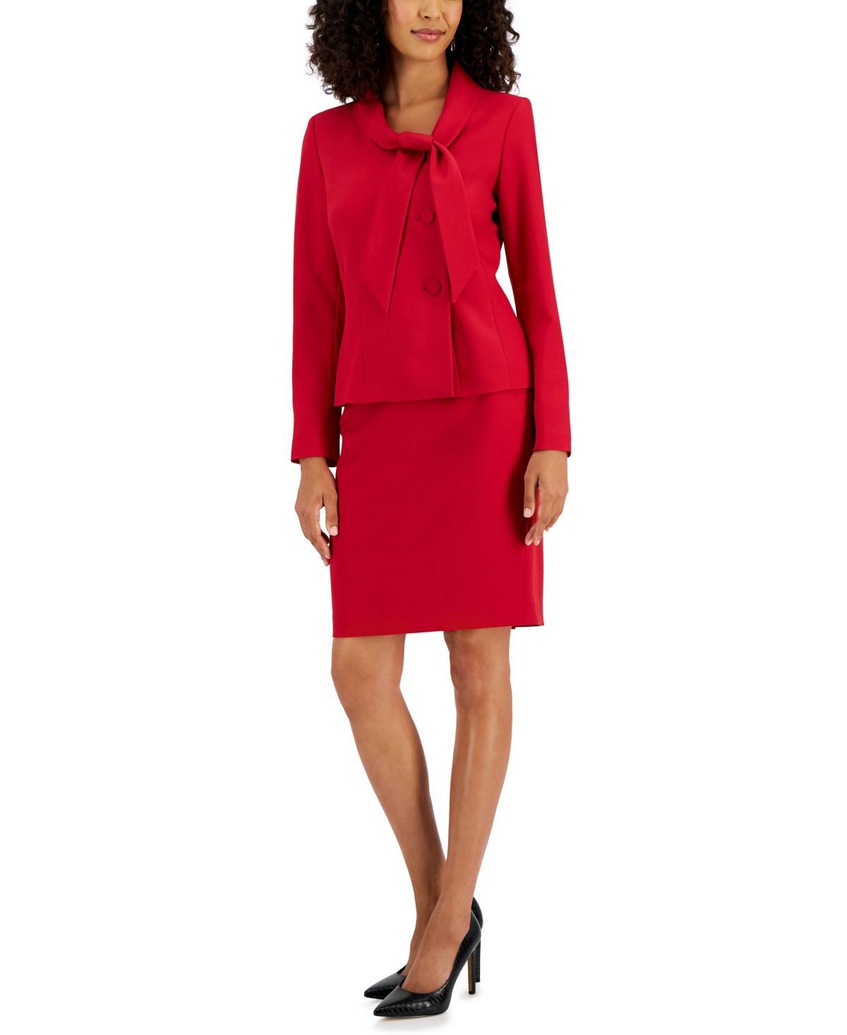 Le Suit Womens Crepe Three-Button Tie-Collar Jacket & Slim Pencil Skirt Suit Product Image