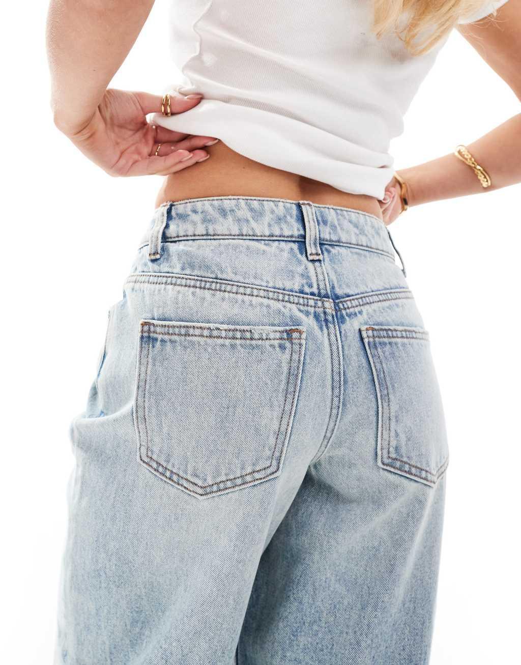 Miss Selfridge Petite baggy jeans in blue acid wash Product Image