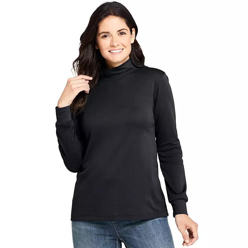 Petite Lands End Relaxed Long Sleeve Mockneck Top, Womens Rich Red Product Image