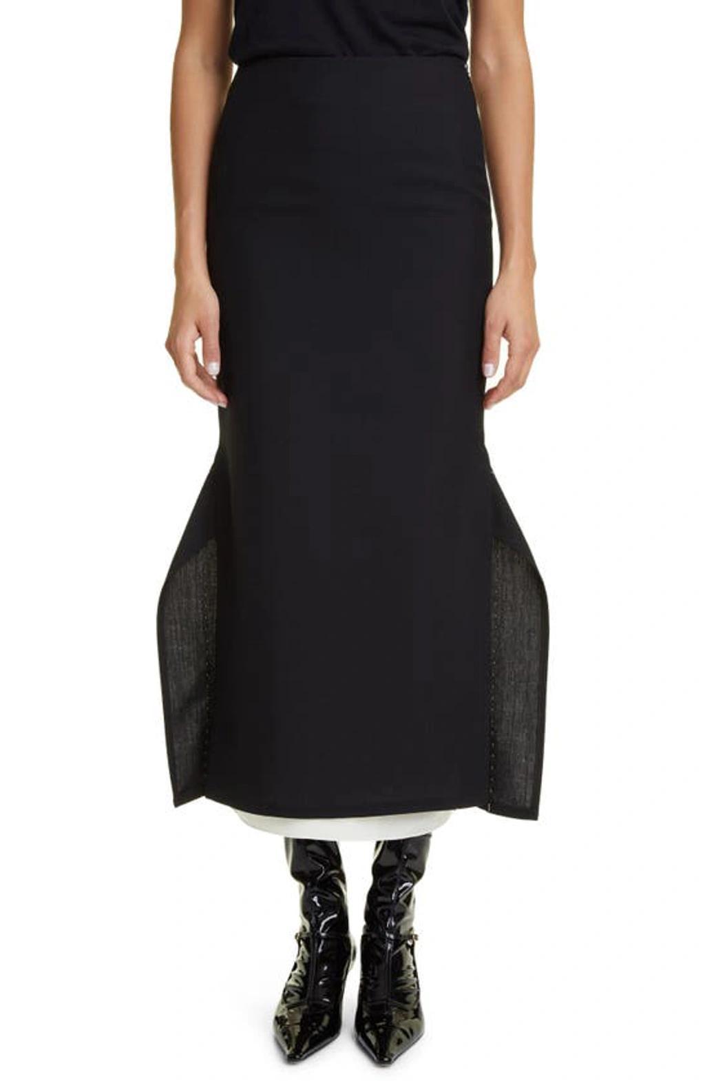 Patillion Wool-mohair Midi Skirt In Black product image