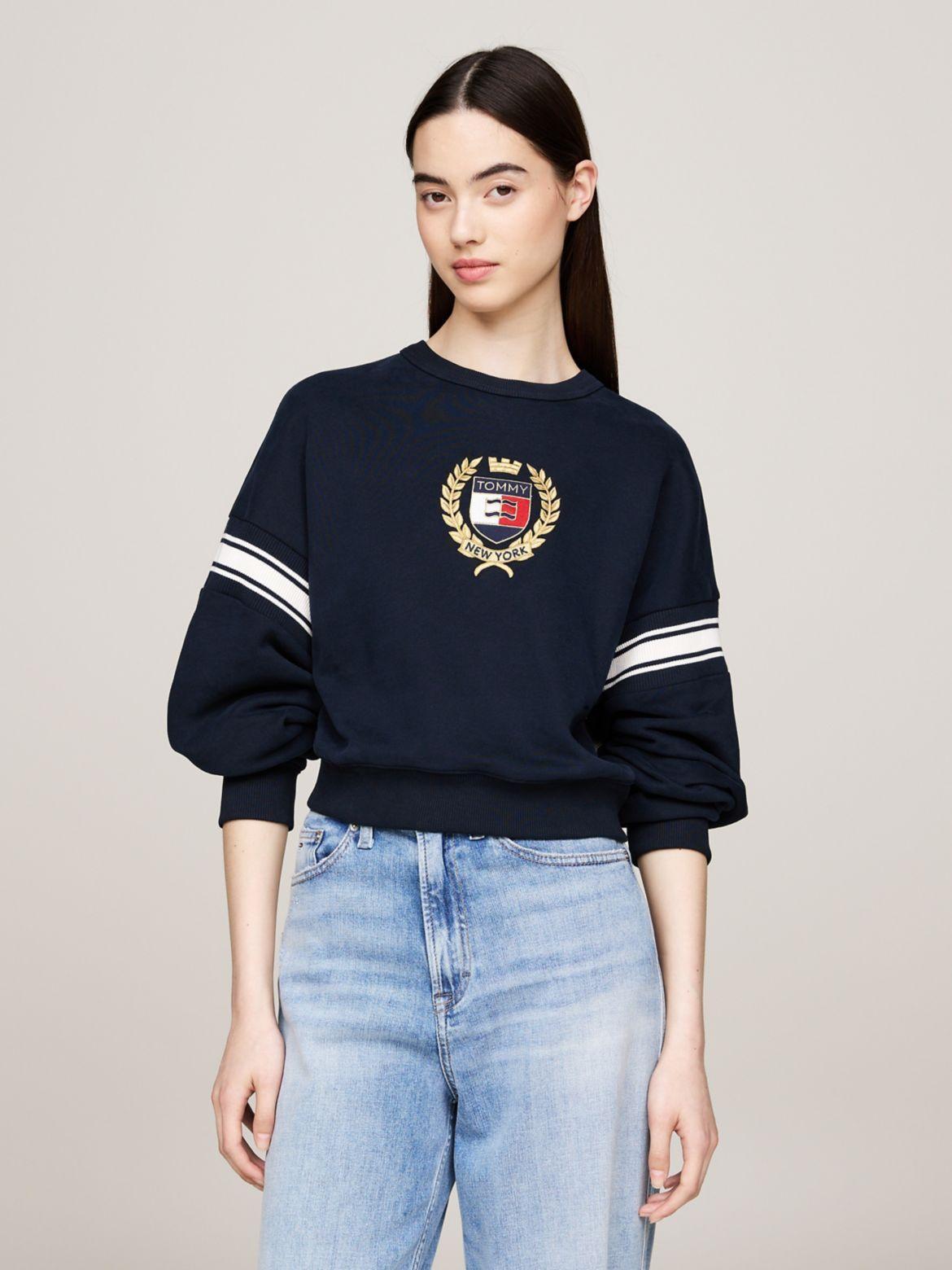 Tommy Hilfiger Women's Embroidered Crest Boxy Fit Sweatshirt Product Image