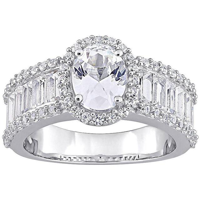 Stella Grace 10k White Gold Lab-Created White Sapphire Oval Engagement Ring, Womens Product Image