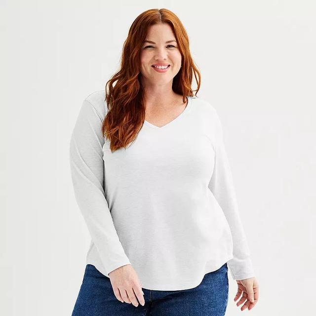 Plus Size Sonoma Goods For Life Everyday Long Sleeve V-Neck Tee, Womens Product Image