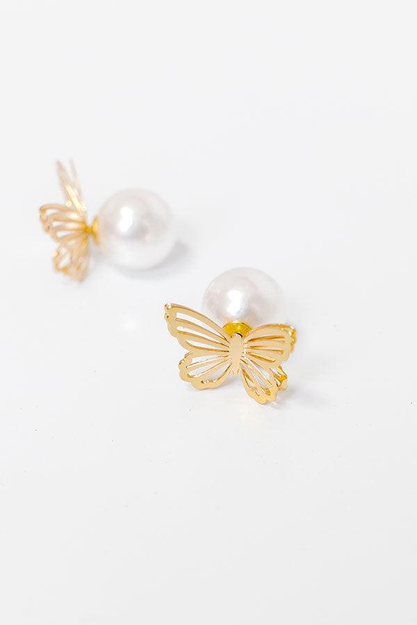 Butterfly Garden Pearl Earrings Product Image