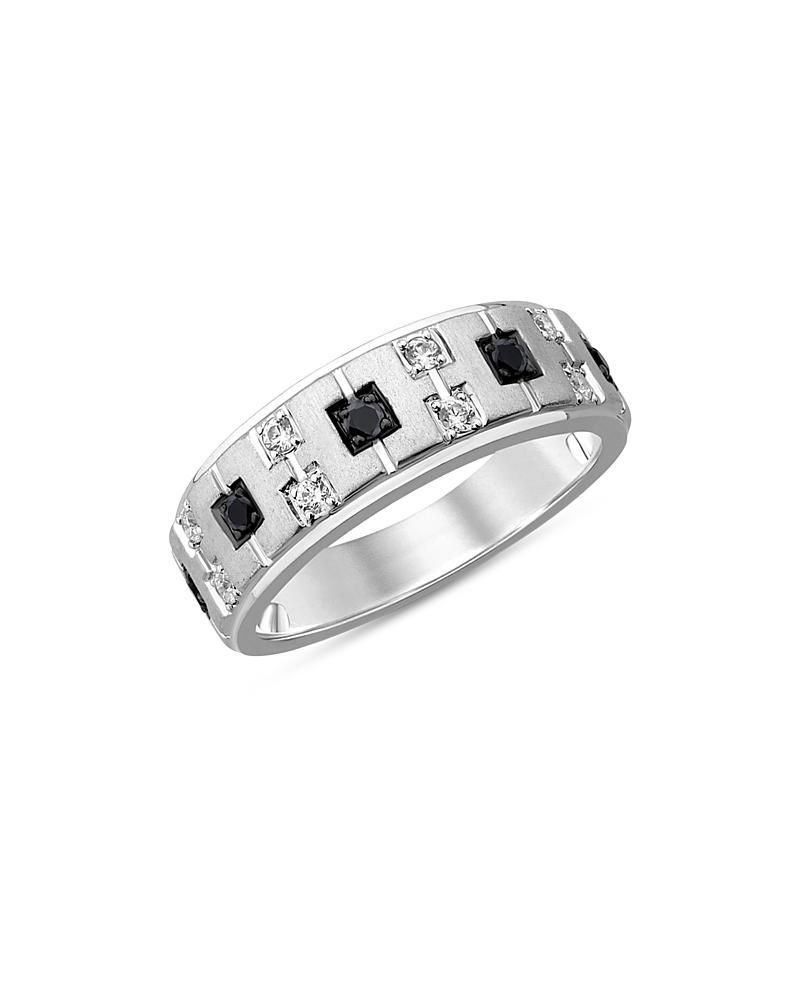 Bloomingdales Fine Collection Mens White & Black Diamond Band in 14k White Gold, 0.40 ct. t. w. - Exclusive Product Image