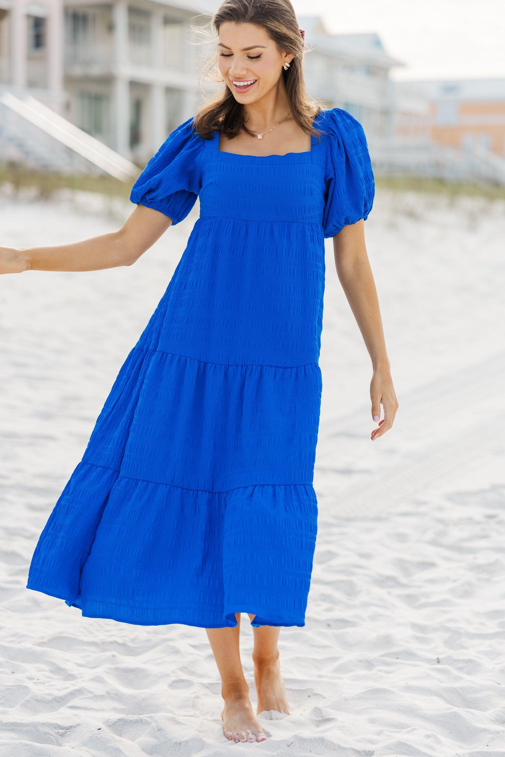 Think About It Blue Midi Dress Female Product Image