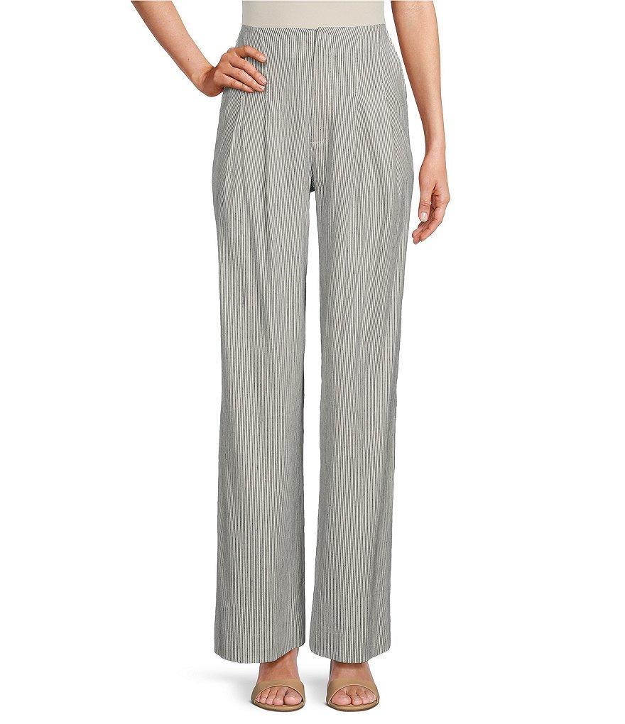 Antonio Melani Melinda Linen Blend Pleated Straight Leg Striped Pants Product Image