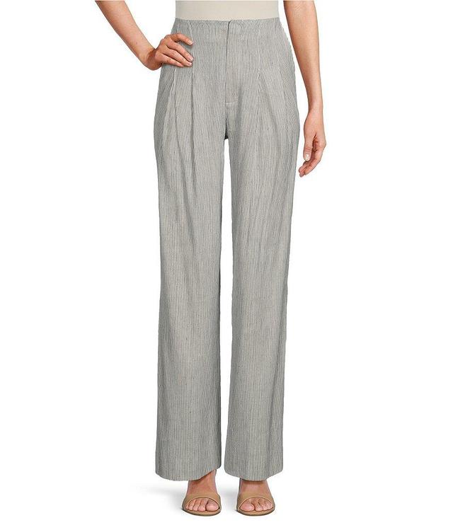 Antonio Melani Melinda Linen Blend Pleated Straight Leg Striped Pants Product Image