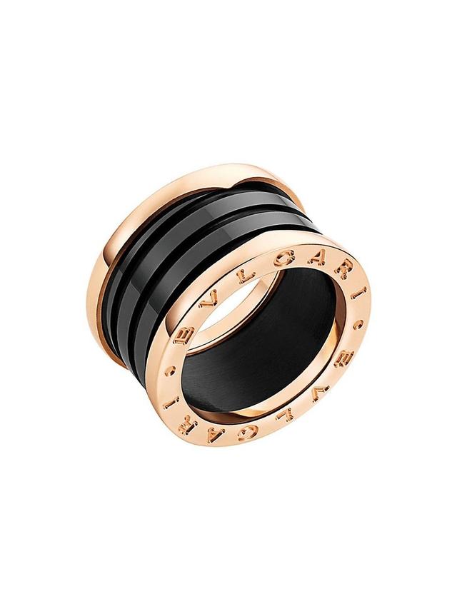 Womens B. zero1 18K Rose Gold & Black Ceramic 4-Band Ring Product Image