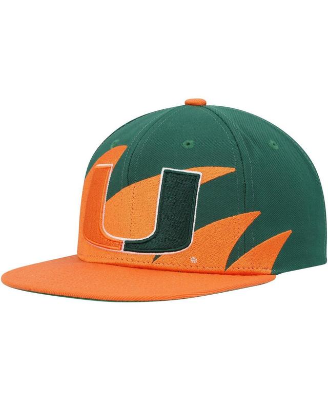 Mens Mitchell & Ness /Green Miami Hurricanes Sharktooth Snapback Hat Product Image