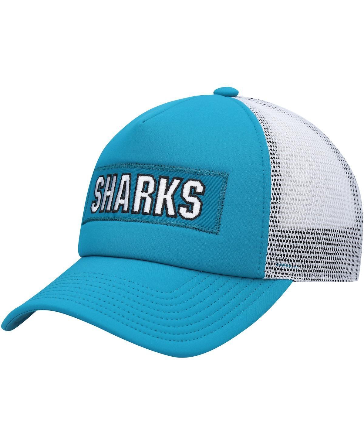 Mens adidas Teal San Jose Sharks Team Plate Trucker Snapback Hat - Teal Product Image