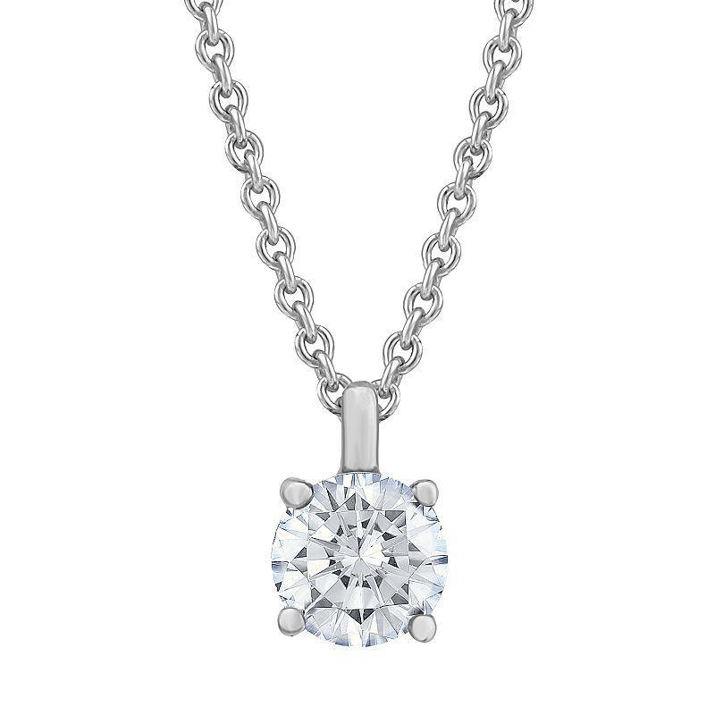 Diamond Medley 14k White Gold 1/3 Carat T.W. Lab-Grown Diamond Round Solitaire Pendant Necklace, Womens Product Image