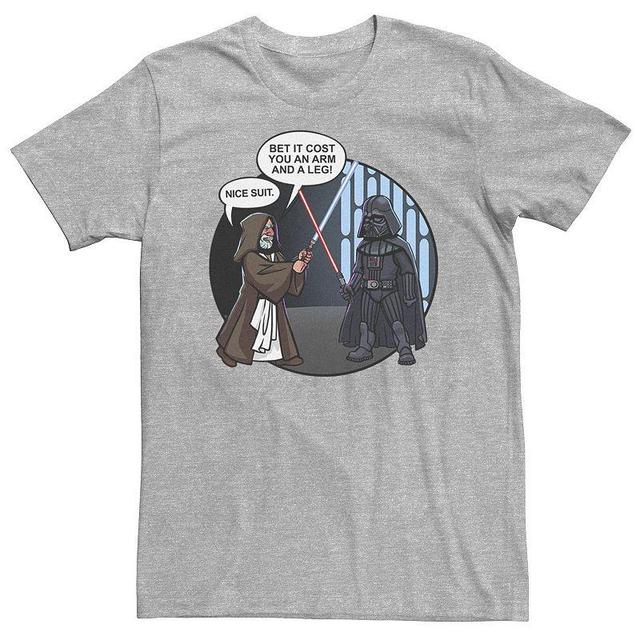 Big & Tall Star Wars Darth Vader & Obi-Wan Kenobi Nice Suit Text Tee, Mens Athletic Grey Product Image