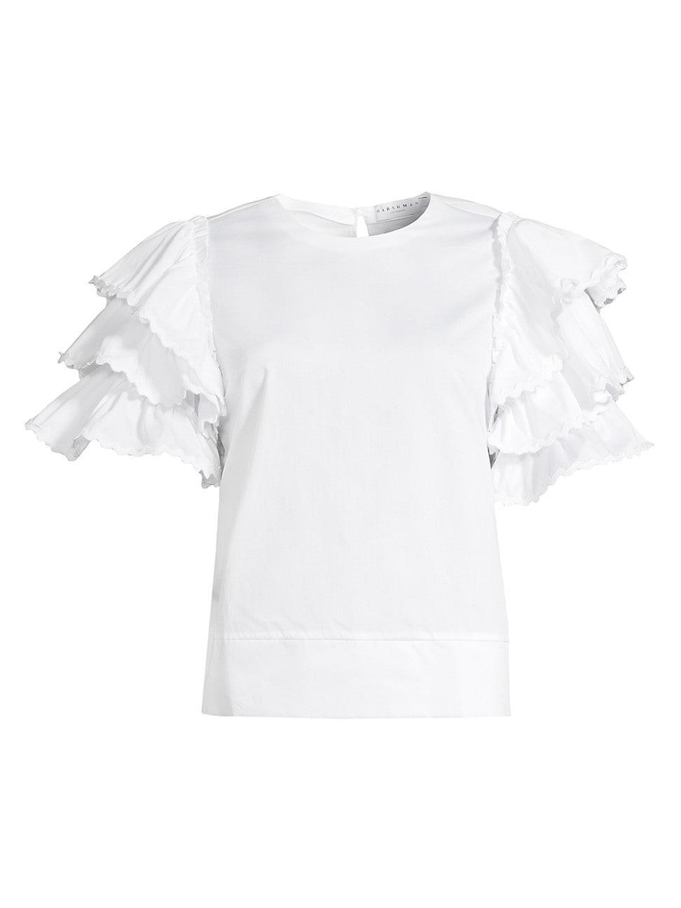 Womens Juliette Ruffled Cotton Blouse Product Image