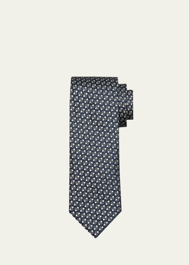 Mens Micro-Geometric Silk Tie Product Image