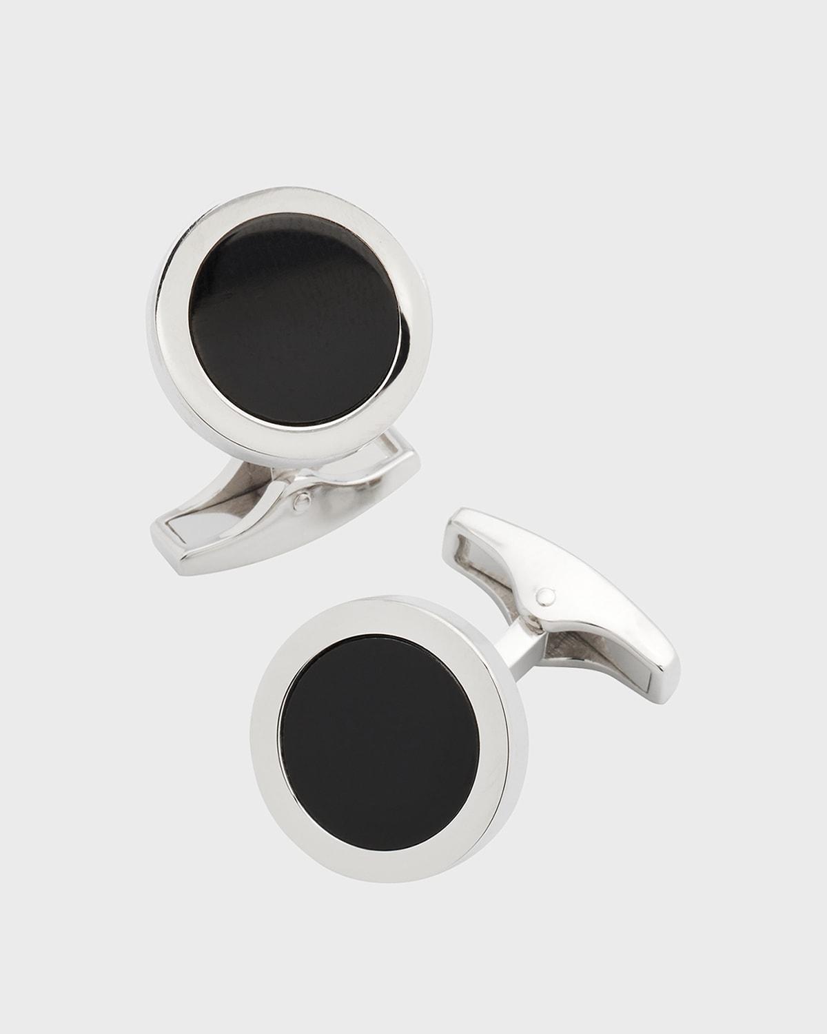 Jan Leslie Men's Round Black Onyx Cufflinks Product Image