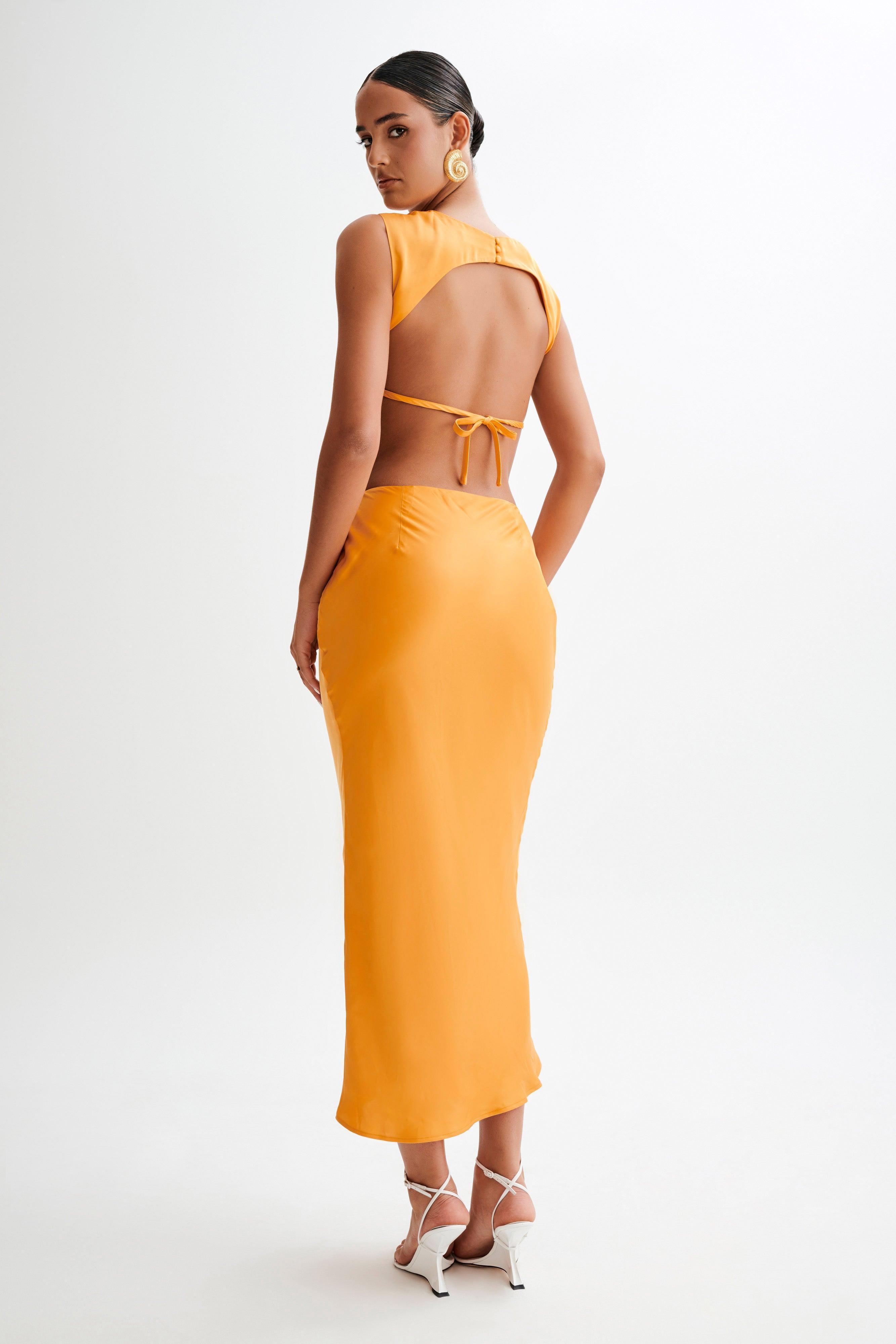 Viviana Satin Maxi Skirt - Tangerine Product Image