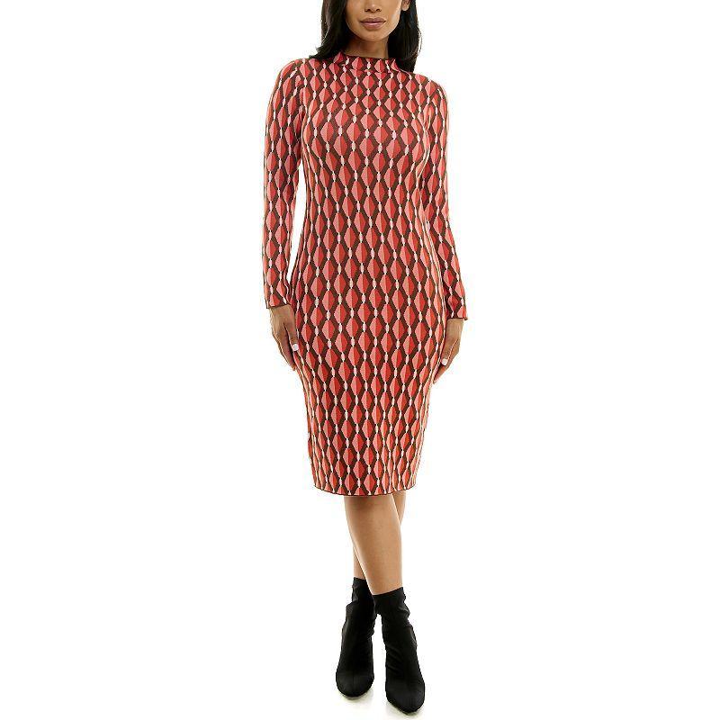 Womens Nina Leonard Jacquard Sheath Dress Wine Pink Product Image