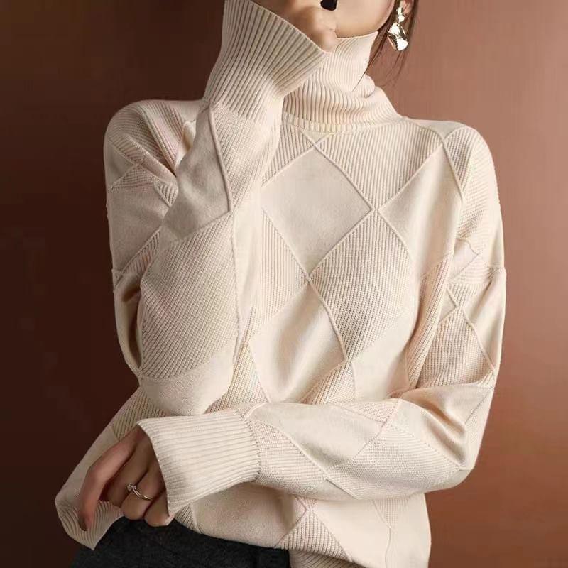 Turtleneck Plain Sweater Product Image