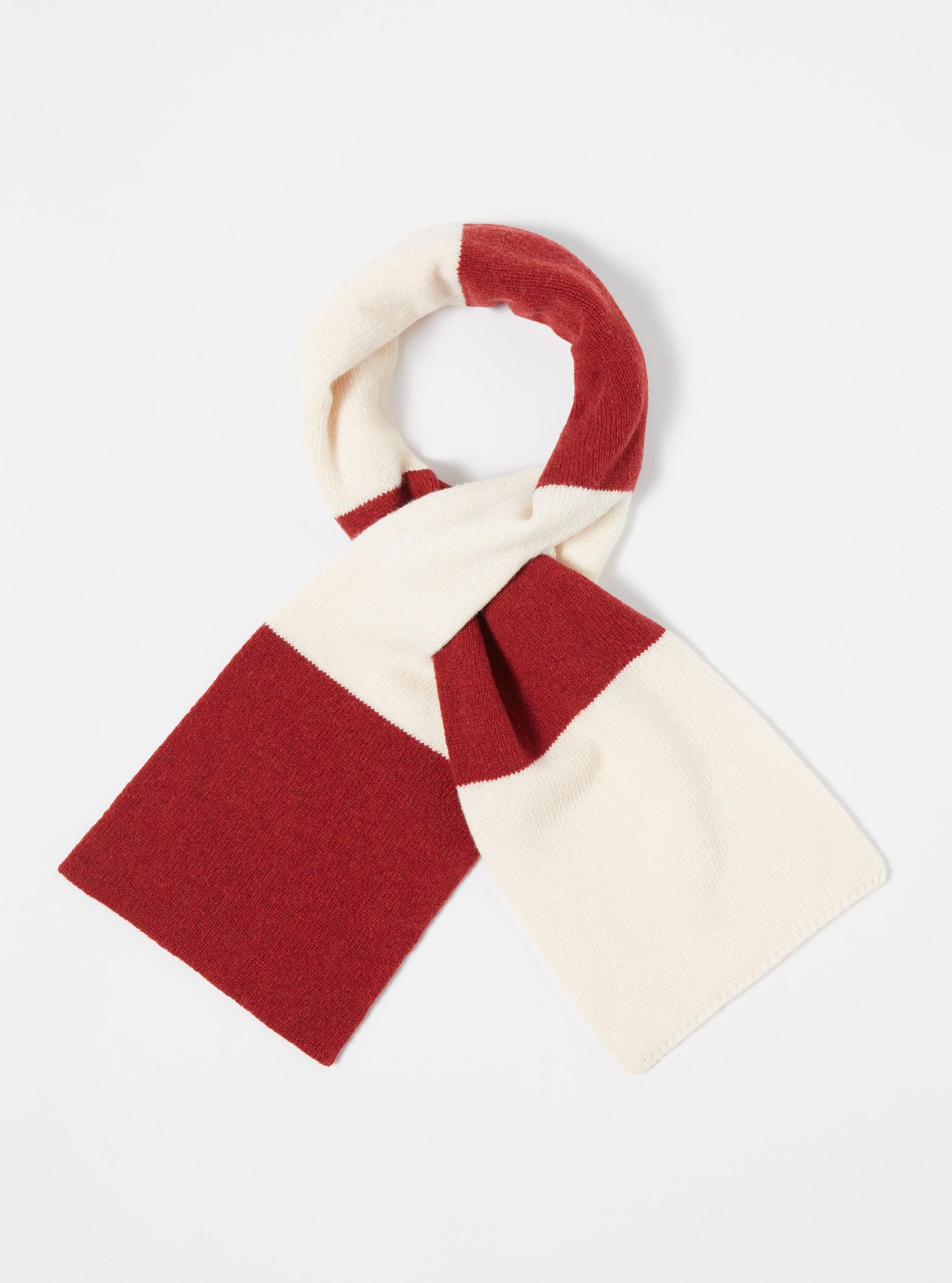 Universal Works Deluxe Football Scarf in Ecru/Red Soft Wool Product Image