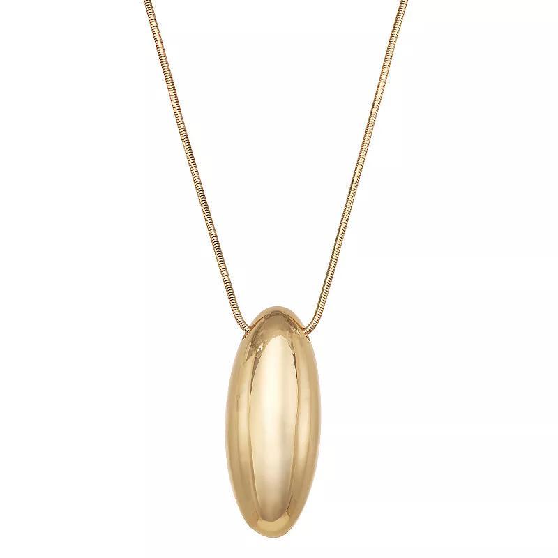 Nine West Gold Tone Oval Pendant Necklace, Womens Product Image