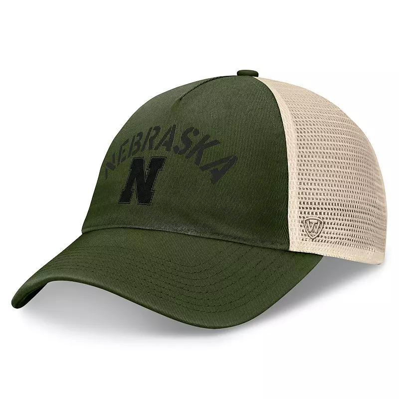 Mens Top of the World Hunter Green Nebraska Huskers OHT Military Appreciation Glory Trucker Adjustable Hat Product Image