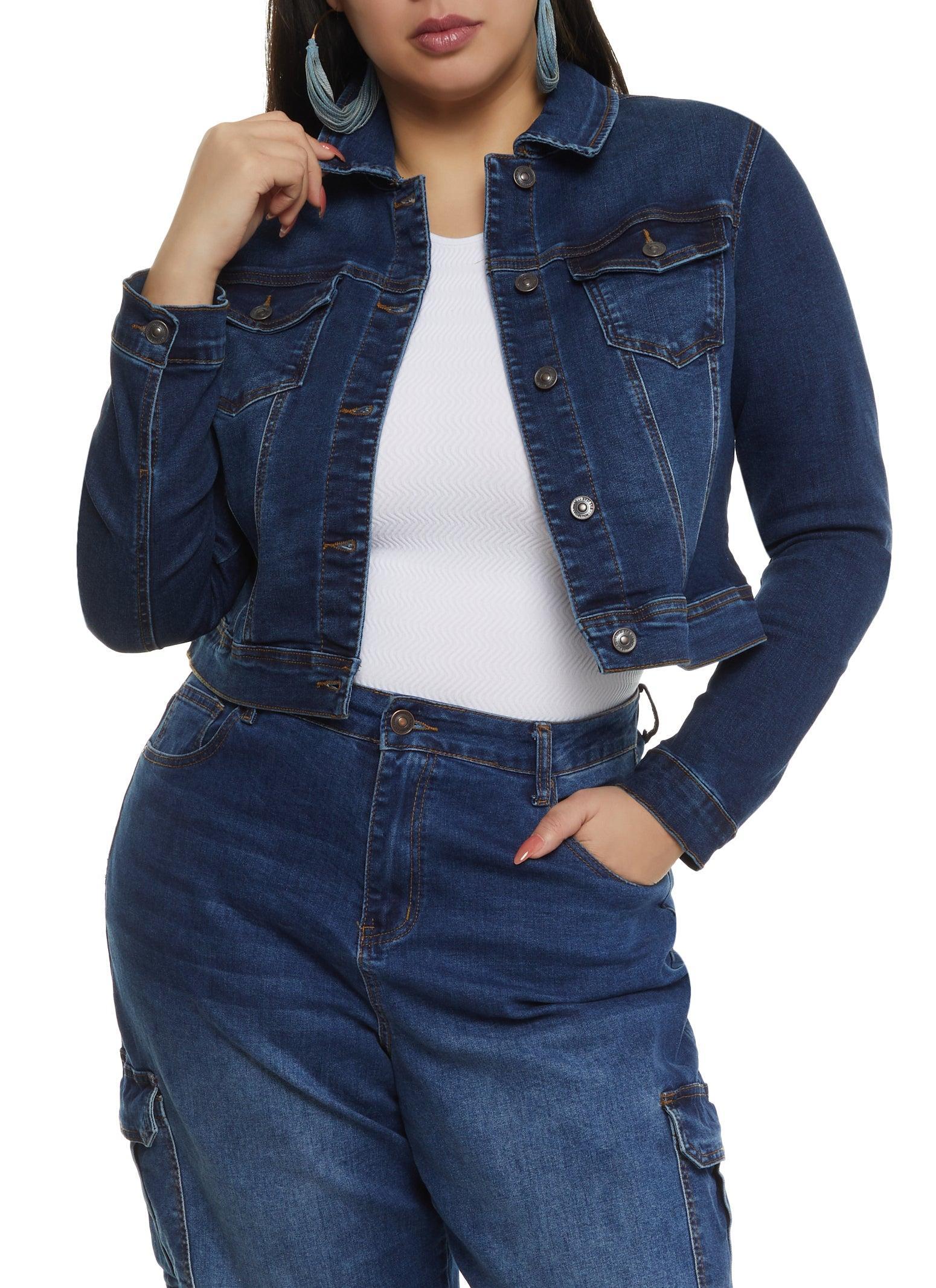 Womens Plus Size WAX Solid Denim Jacket Product Image