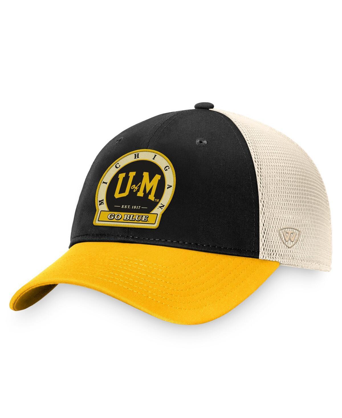 Mens Top of the World Black Michigan Wolverines Refined Trucker Adjustable Hat Product Image