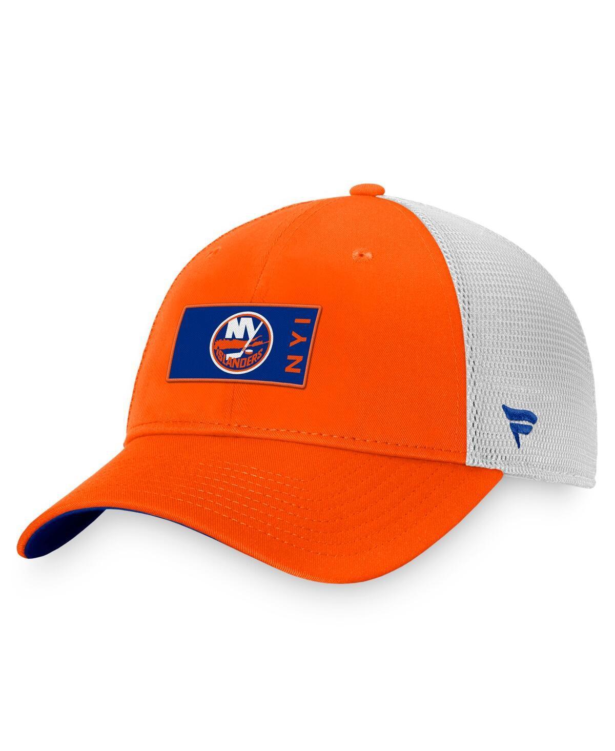 Mens Fanatics Branded Orange/Gray New York Islanders Authentic Pro Rink Trucker Snapback Hat Product Image