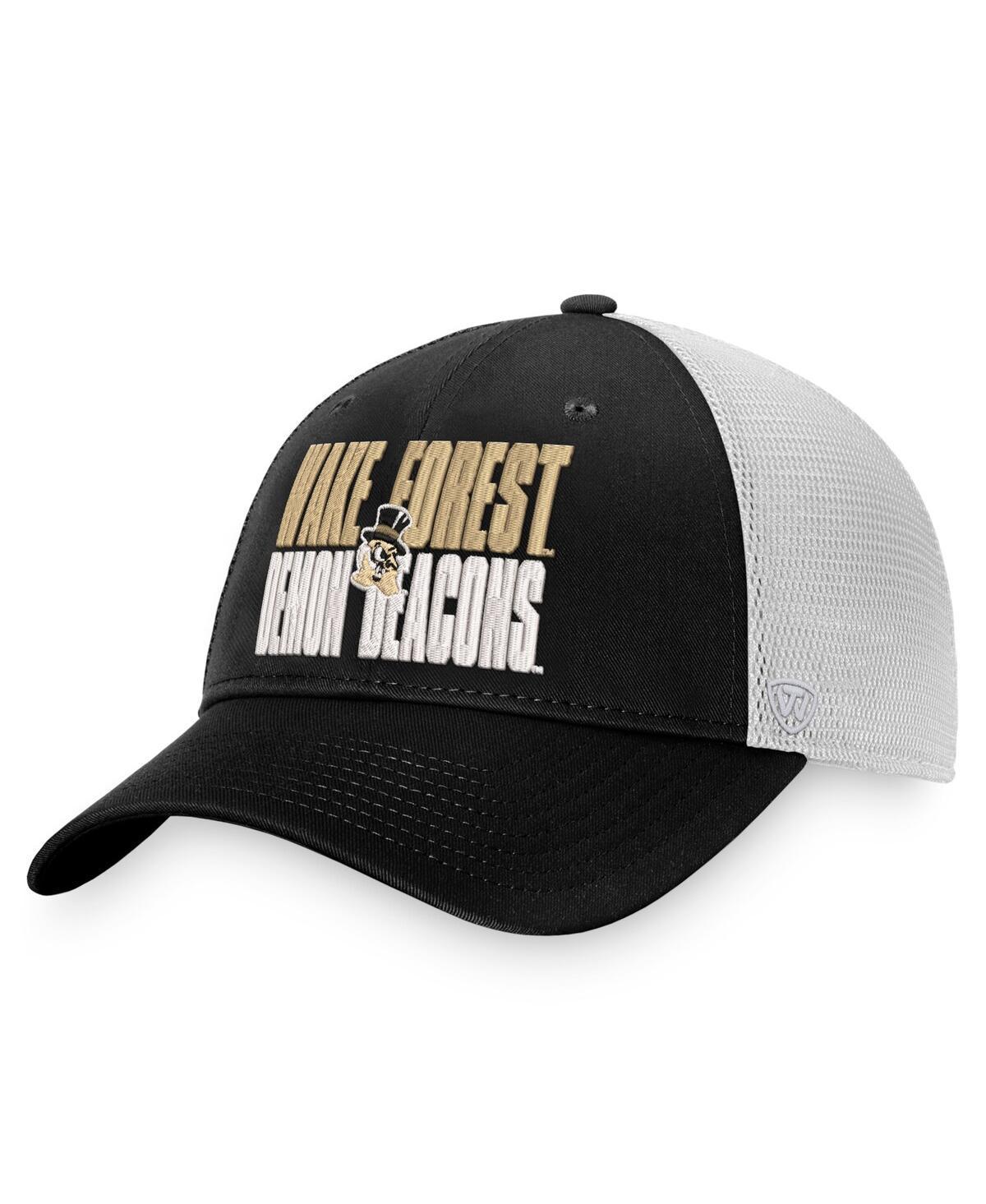 Mens Top of the World Black/White Wake Forest Demon Deacons Stockpile Trucker Snapback Hat Product Image