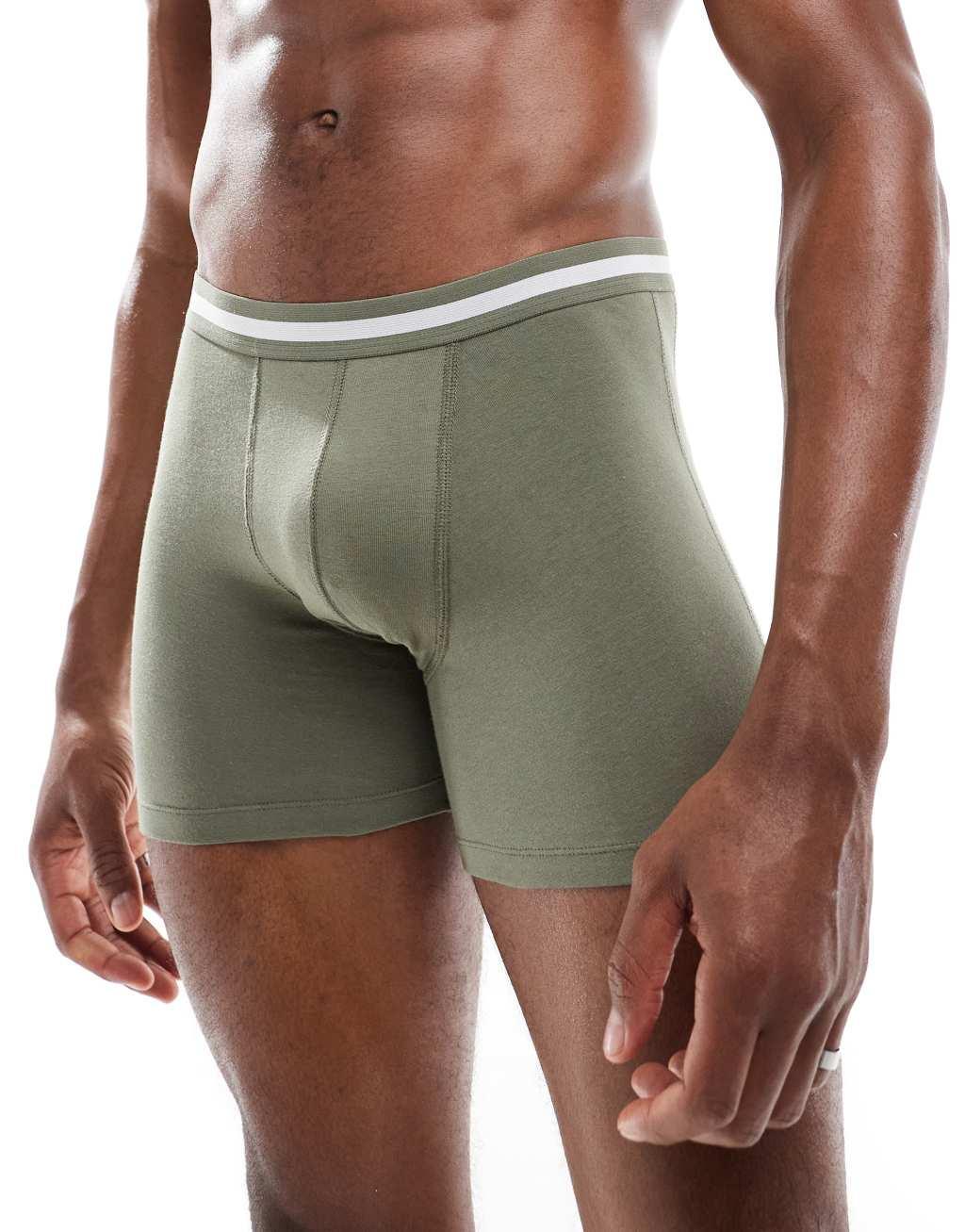 ASOS DESIGN trunk with contrast tipping in khaki Product Image