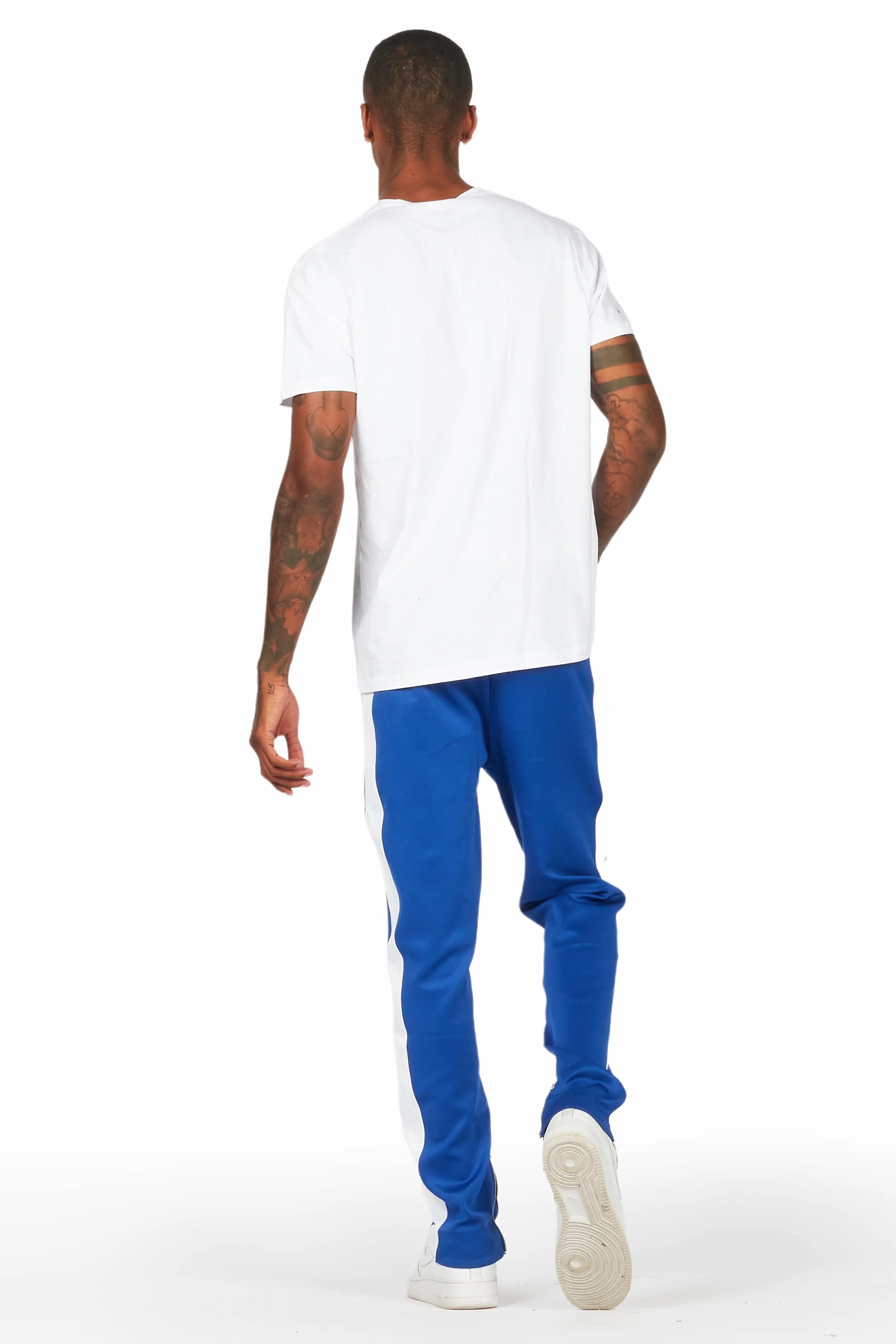 Aden White/Royal T-Shirt/Slim Fit Track Set Male Product Image