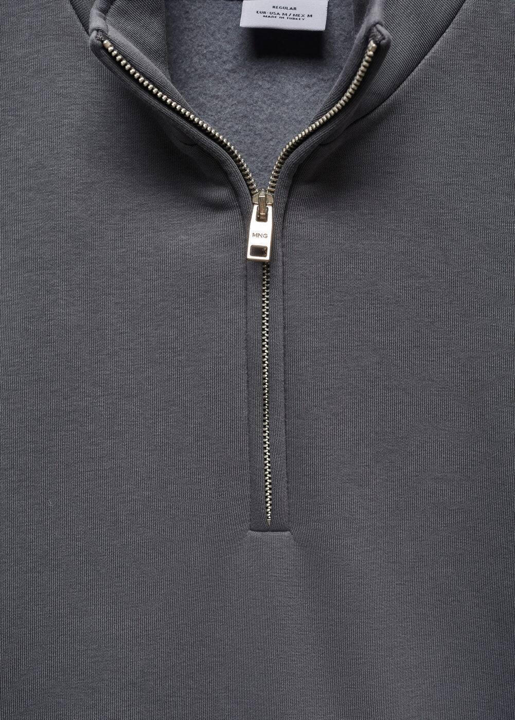 MANGO MAN - Cotton sweatshirt with zipper neck dark greyMen Product Image